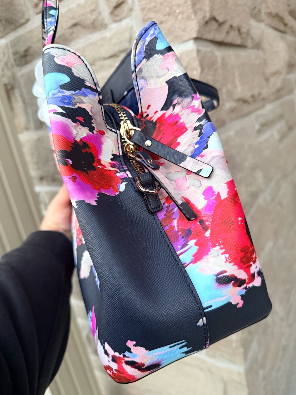 Kate Spade WKRU4751 Floral Satchel Crossbody Navy Multicolour - Picture 3 of 11